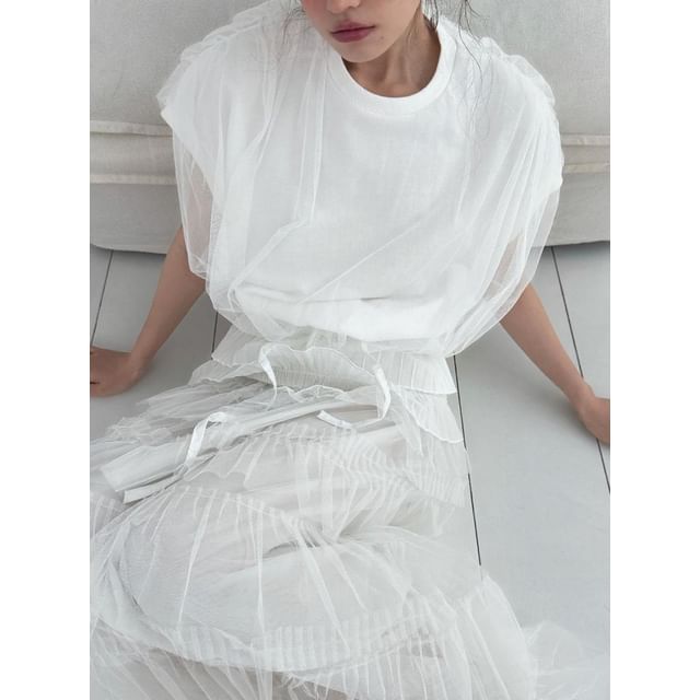 SeoulPop-Sleeveless Mesh Top