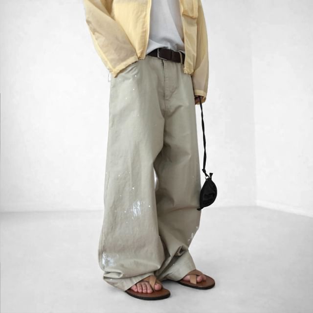 SeoulPop-Splatter Printed Shift Wide-Leg Pants