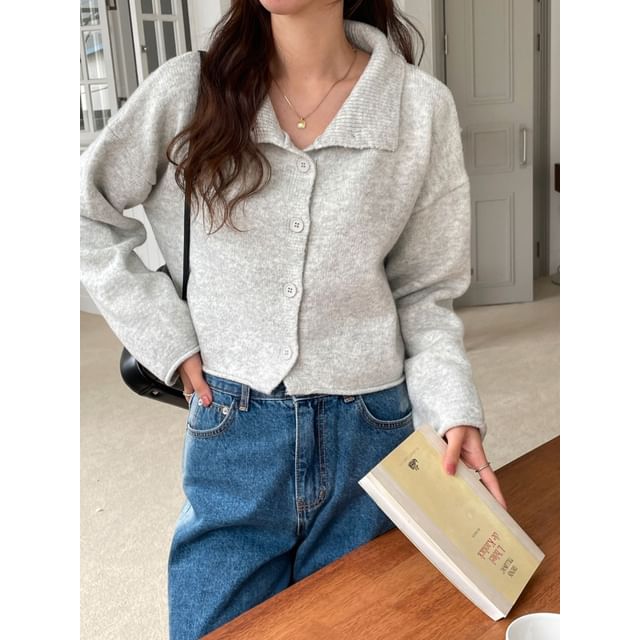SeoulPop-Turtleneck Plain Button-Up Cardigan