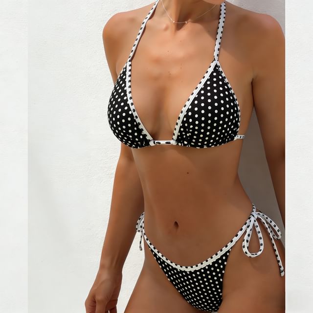 Serendo-Halter Polka Dot Bikini Set