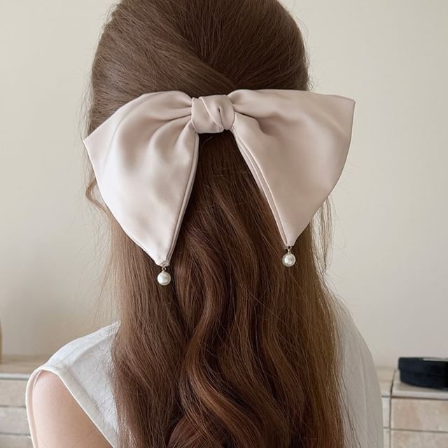 Sesori-Beaded Bow Hair Clip