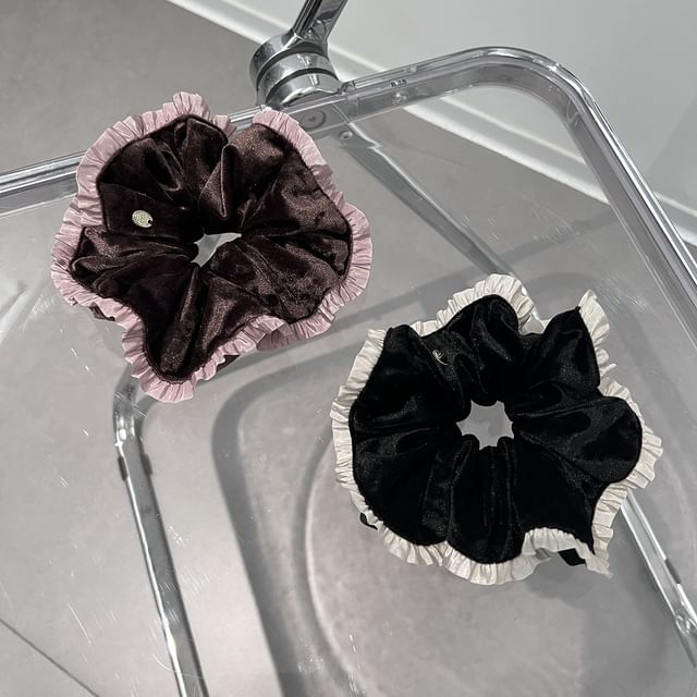 Sesori-Contrast Trim Ruffle Scrunchie