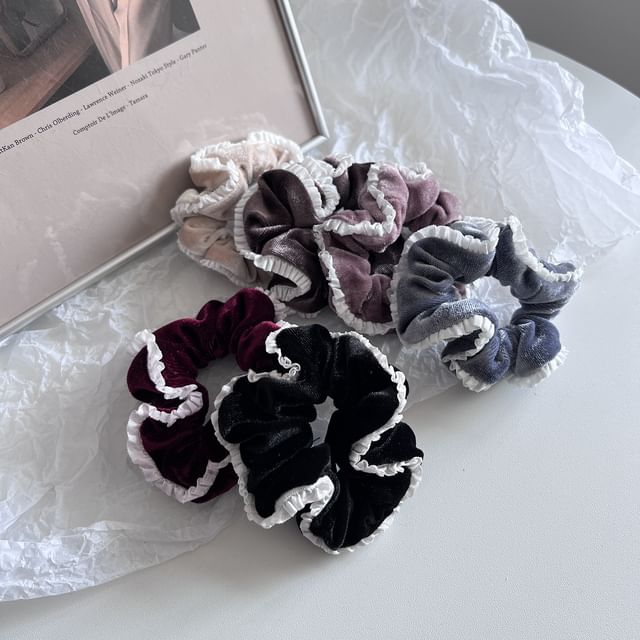Sesori-Contrast Trim Ruffle Scrunchie
