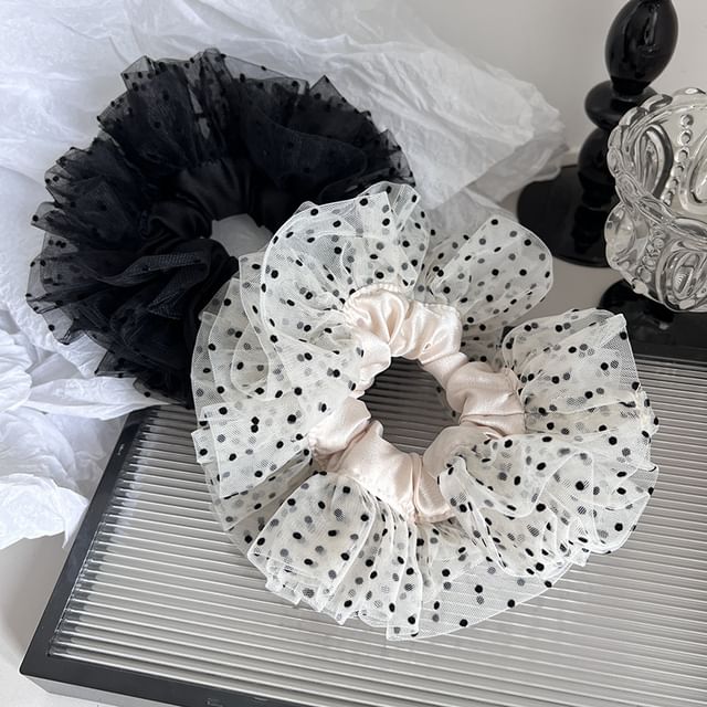 Sesori-Dotted Mesh Scrunchie