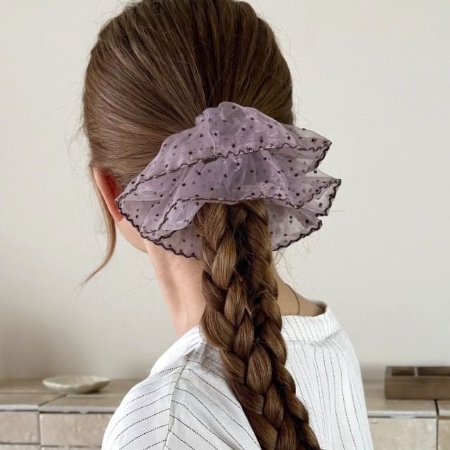 Sesori-Dotted Mesh Scrunchie