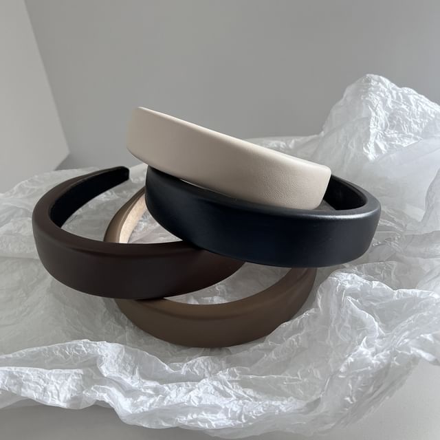 Sesori-Faux Leather Thick Headband