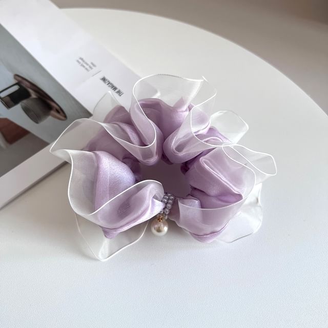 Sesori-Faux Pearl Panel Mesh Scrunchie