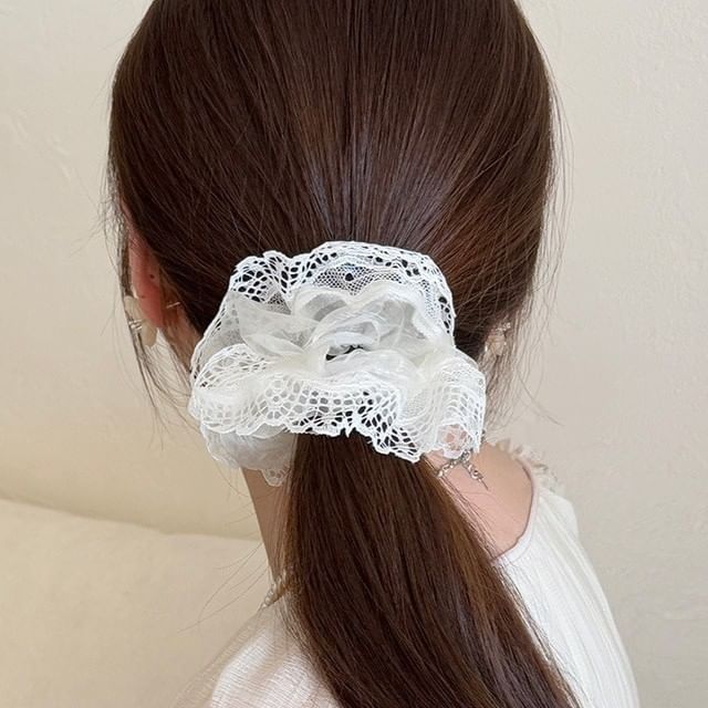 Sesori-Lace Trim Mesh Scrunchie