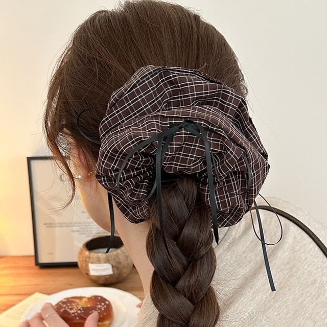 Sesori-Plaid Hair Scrunchie
