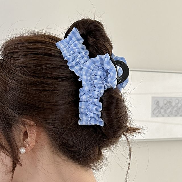 Sesori-Plaid Ruffle Trim Hair Claw