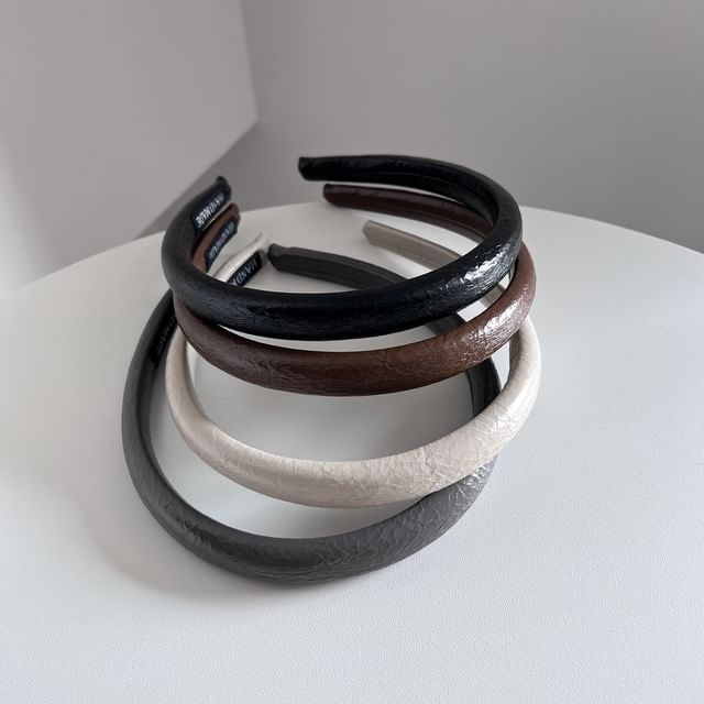 Sesori-Plain Faux Leather Headband