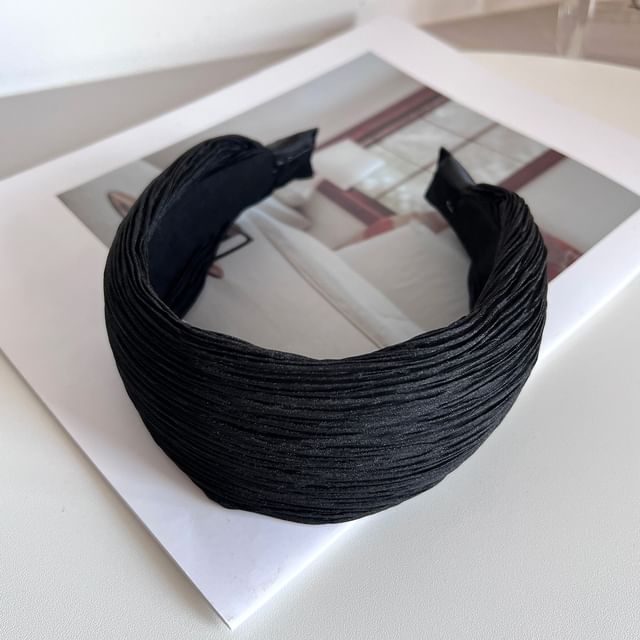 Sesori-Plain Pleated Mesh Wide Headband
