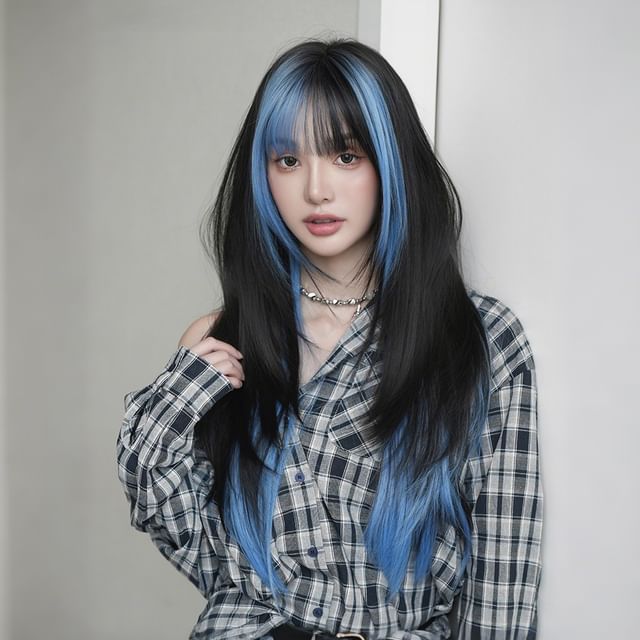 SEVENQ-Long Full Wig - Straight Highlight