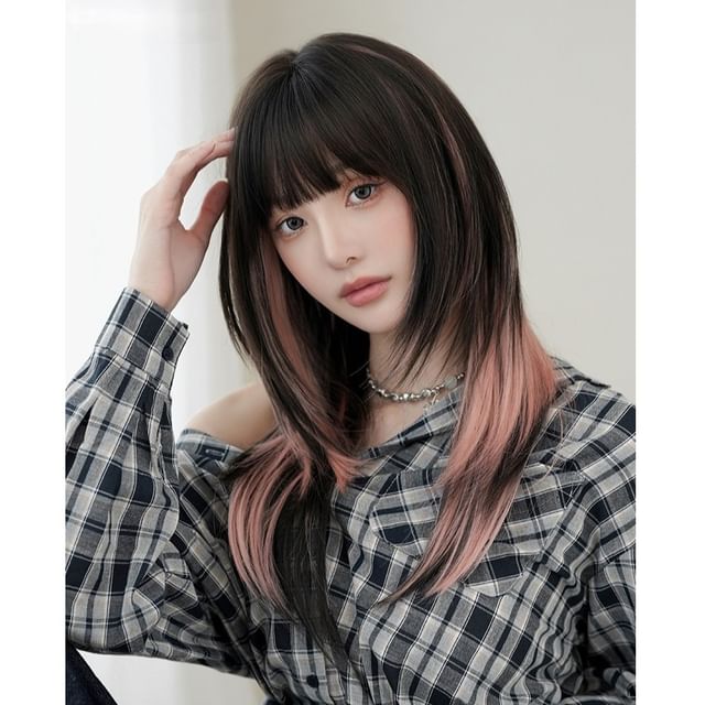 SEVENQ-Long Full Wig - Straight Highlight