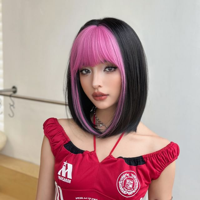 SEVENQ-Medium Full Wig - Bob Highlight