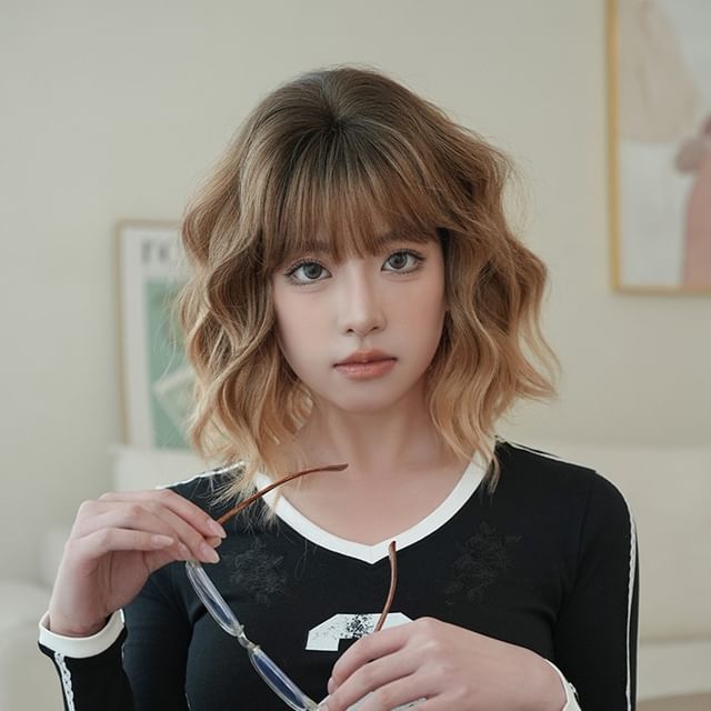 SEVENQ-Medium Full Wig - Wavy Gradient