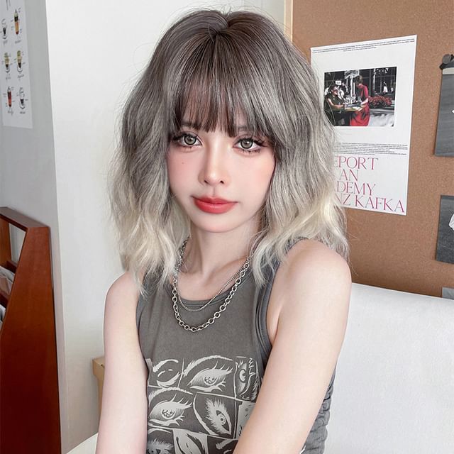 SEVENQ-Medium Full Wig - Wavy Gradient