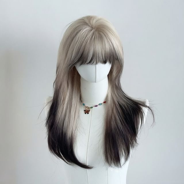 SEVENQ-Set Gradient Long Full Wig - Straight Hair Net