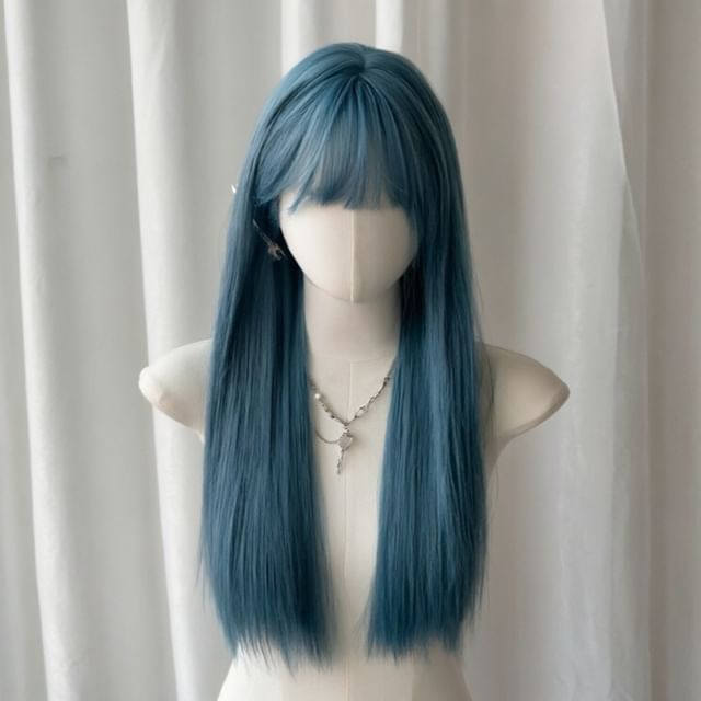 SEVENQ-Set Long Full Wig - Straight Hair Net