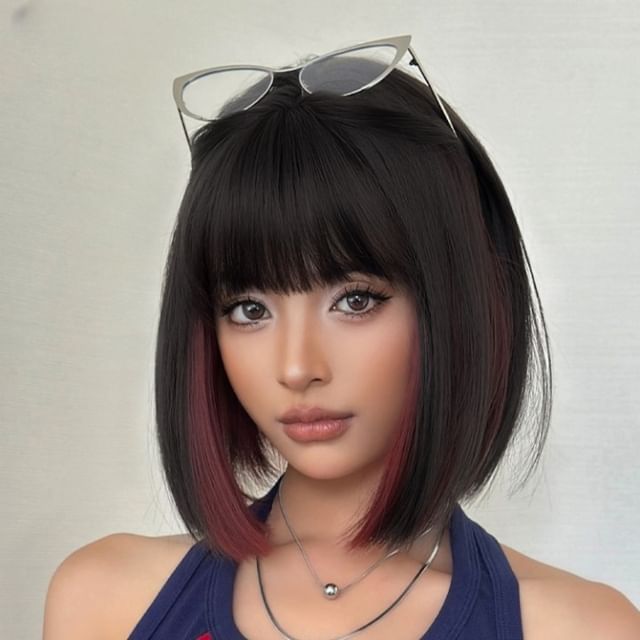 SEVENQ-Short Full Wig - Bob Highlight