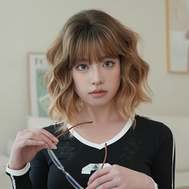 SEVENQ-Short Full Wig - Wavy Gradient with Care Tool Kit
