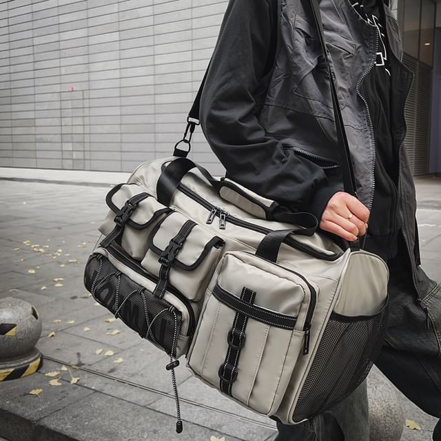 SEVENZ STUDIO-Buckled Drawstring Nylon Duffel Bag