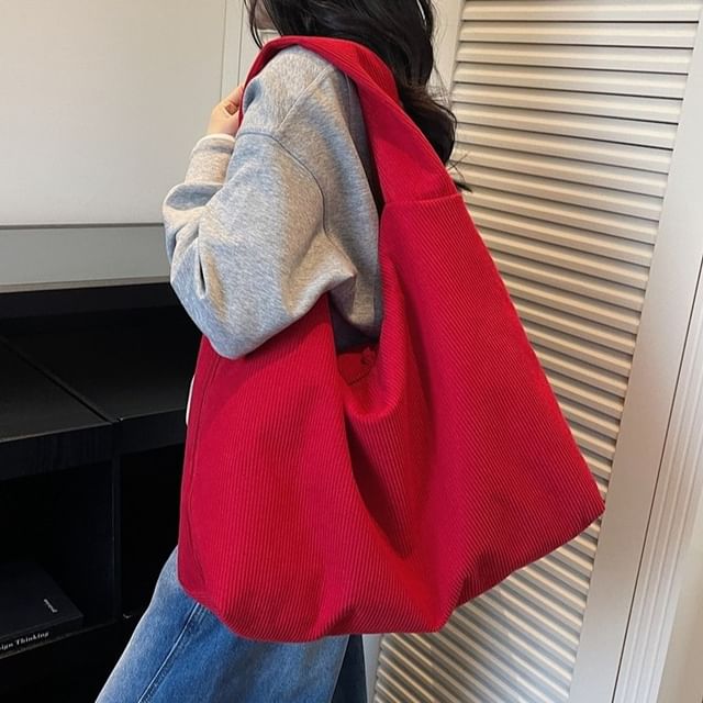 SEVENZ STUDIO-Corduroy Plain Shoulder Bag