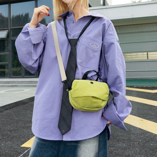 SEVENZ STUDIO-Panel Nylon Top Handle Crossbody Bag