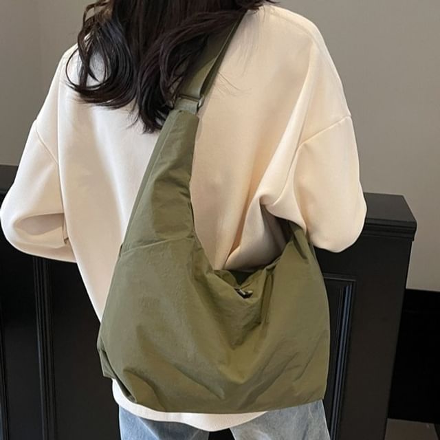 SEVENZ STUDIO-Plain Fabric Crossbody Shoulder Bag
