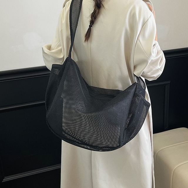 SEVENZ STUDIO-Plain Mesh Crossbody Bag