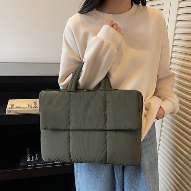 SEVENZ STUDIO-Plain Quilted Laptop Briefcase