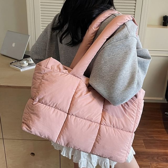 SEVENZ STUDIO-Plain Quilted Tote Bag