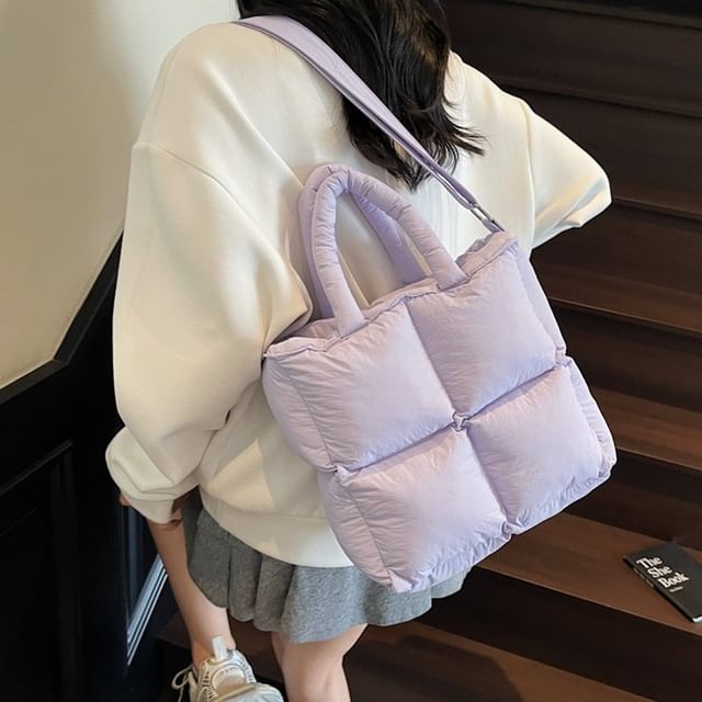 SEVENZ STUDIO-Plain Quilted Tote Bag