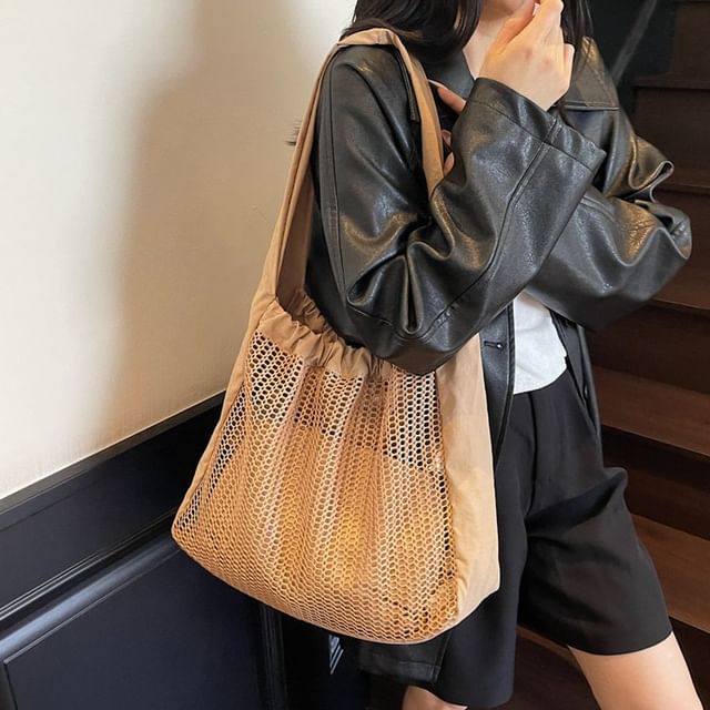 SEVENZ STUDIO-Set Plain Mesh Tote Bag Pouch