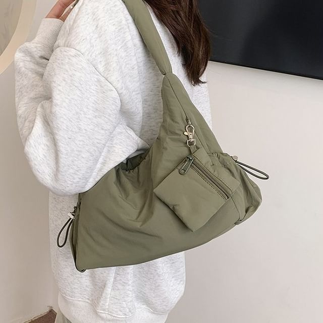 SEVENZ STUDIO-Set Plain Nylon Tote Bag Pouch