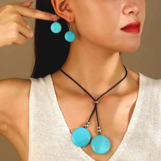 Sharkkira-Bead Drop Earring Necklace Set