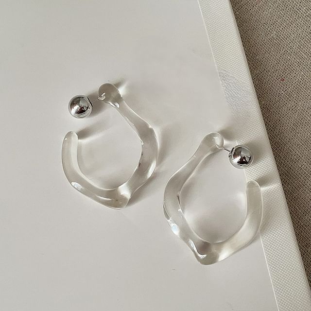 Sharkkira-Clear Irregular Alloy Open Hoop Earring