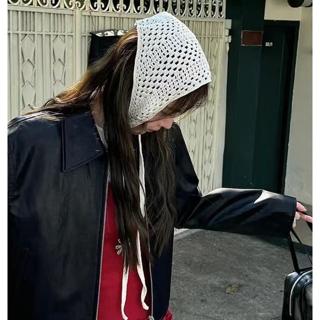 Sharkkira-Eyelet Triangle Head Scarf