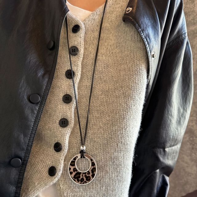 Sharkkira-Leopard Print Pendant String Necklace