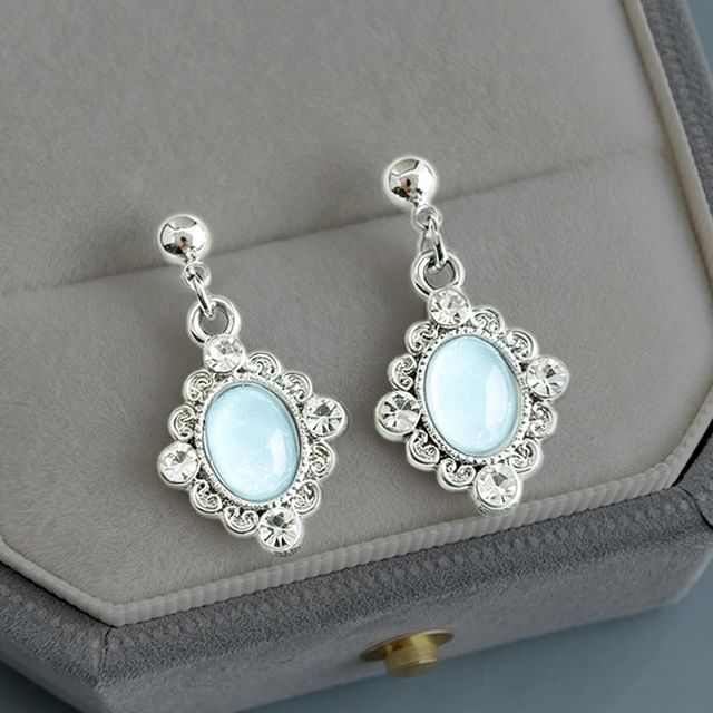 Sharkkira-Oval Resin Rhinestone Alloy Drop Earring