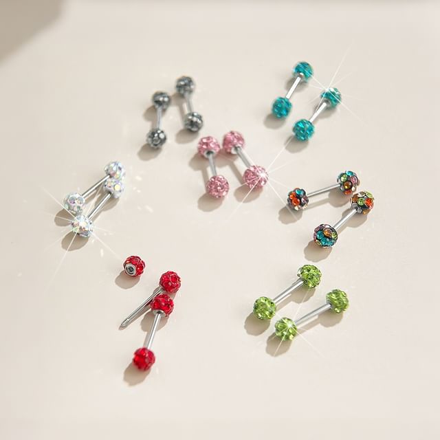 Sharkkira-Rhinestone Barbell Earring