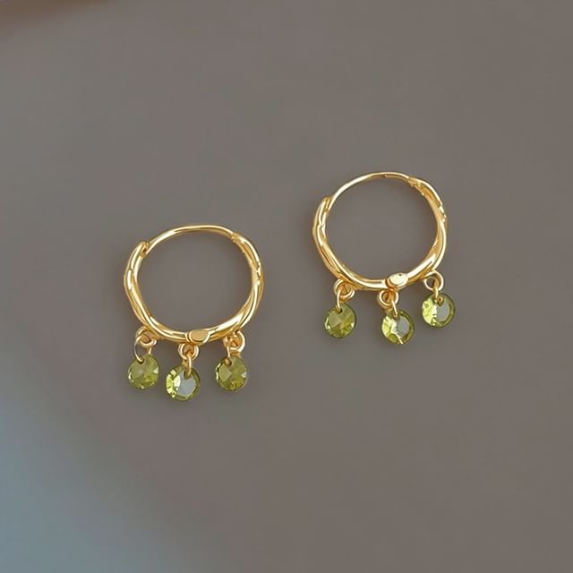 Sharkkira-Rhinestone Hoop Earring