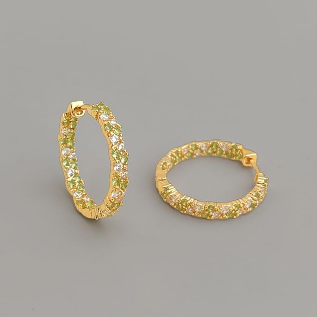 Sharkkira-Rhinestone Hoop Earring