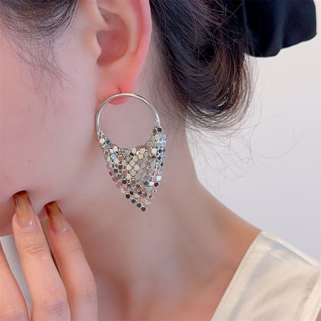 Sharkkira-Sequin Alloy Statement Earring