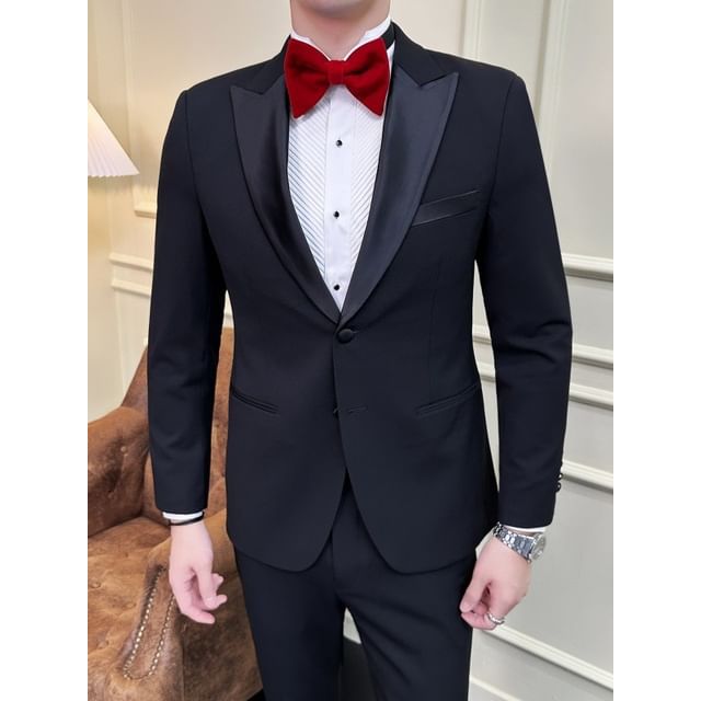 Sheck-Double Breasted Blazer Single Breasted Blazer Mid Rise Cropped Tapered Dress Pants Set