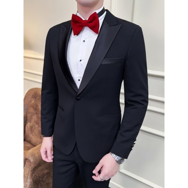 Sheck-Double Breasted Blazer Single Breasted Blazer Mid Rise Cropped Tapered Dress Pants Set