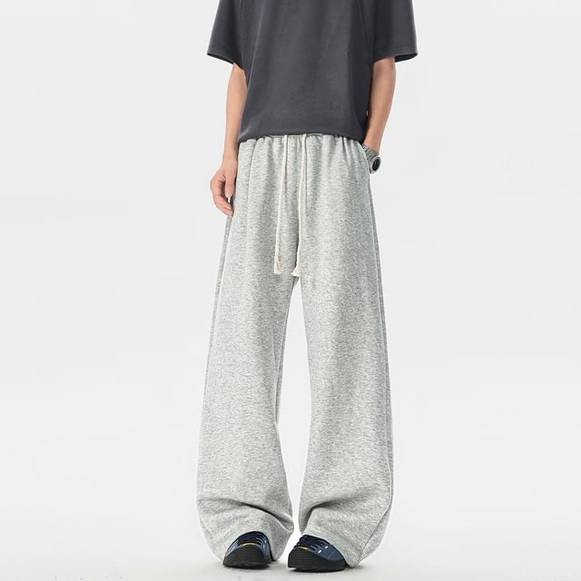 Sheck-Elastic Waist Plain Wide Leg Pants