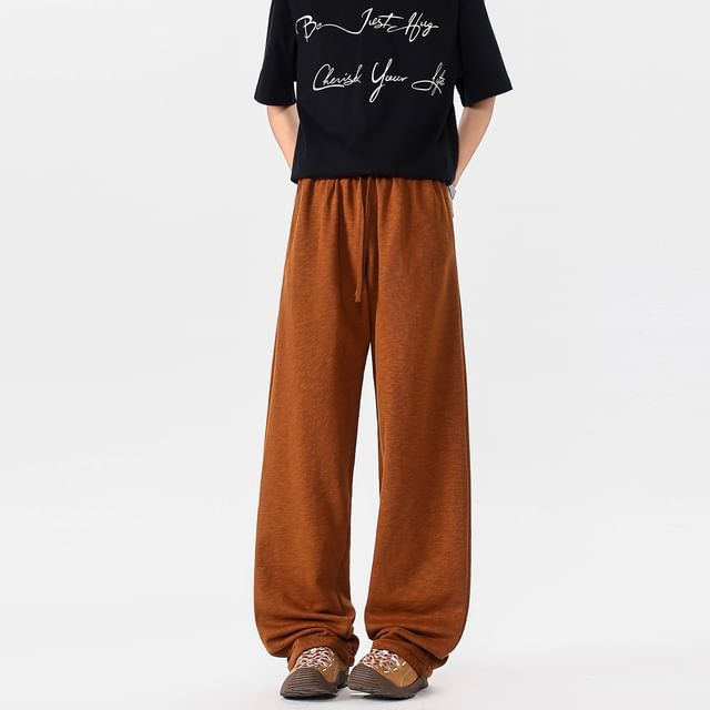 Sheck-Elastic Waist Plain Wide Leg Pants
