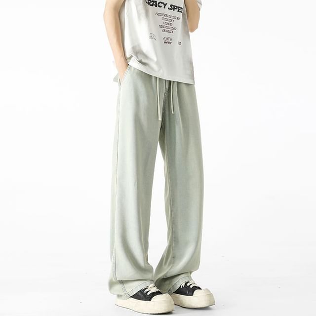 Sheck-Elastic Waist Plain Wide Leg Pants