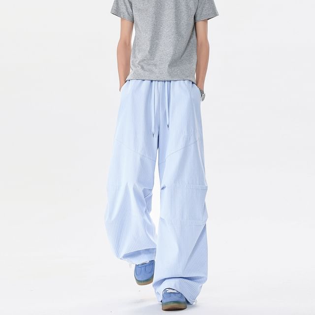 Sheck-Elastic Waist Striped Wide Leg Pants